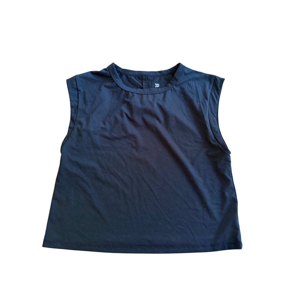 All in Motion Black Muscle Tank Top Pleated Back Activewear Sleeveless Small